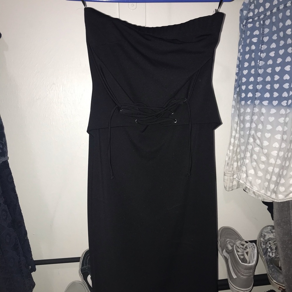 Strapless black dress